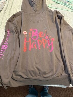 NATURAL LIFE Hoodie with ‘Be Happy' Graphic